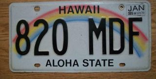 Single Hawaii License Plate - 2015 - 820 Mdf - Rainbow - Aloha State