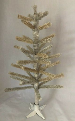Vintage Plastic White Bottle Brush Christmas Tree With Stand 23.  5 " Tall
