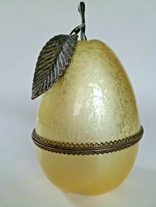 Evans Guillche Enamel Yellow Pear Brass Table Lighter From The 50s