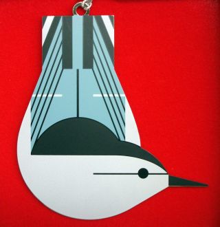 Charlie/ Charley Harper - Brass Christmas Ornament - White Breasted Nuthatch
