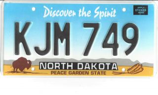 North Dakota Undated (1993) License Plate - - Kjm 749 - - Award Winner
