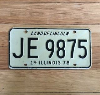 Vintage License Plate Illinois 1978 Land Of Lincoln Je 9875