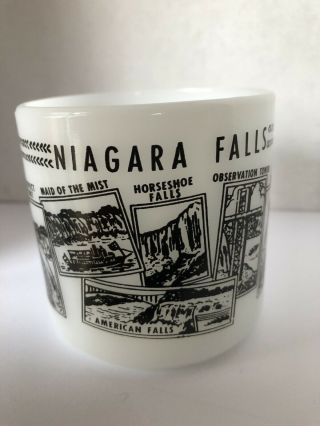 Vintage Niagara Falls Souvenir Cup / Mug Milk Glass Black & White