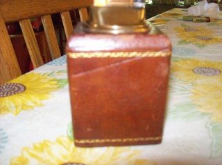 Vintage Musical Cigarette Table Top Lighter - Leather Type Covered