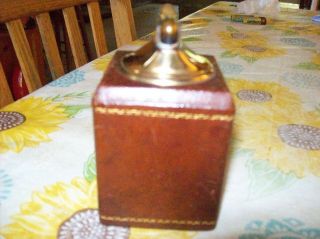 VINTAGE MUSICAL CIGARETTE TABLE TOP LIGHTER - LEATHER TYPE COVERED 2