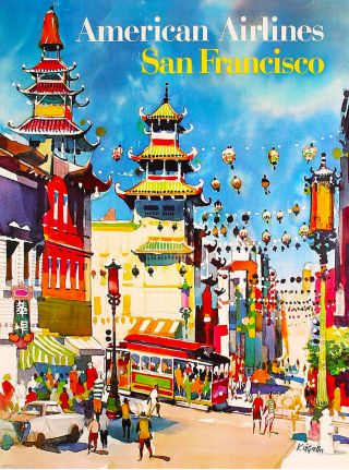 San Francisco California Air Vintage United States Travel Advertisement Poster