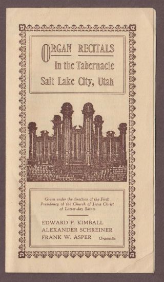 1931 Salt Lake City Utah Organ Recitals In The Tabernacle Mormon