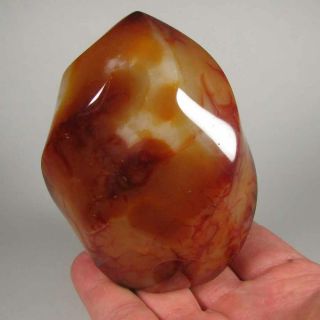 3.  8 " Carnelian Agate Flame Polished Standup Display Stone - Madagascar - 1.  1 Lb.
