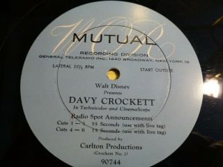 Walt Disney Movie Davy Crockett Radio Promo Record Advertising Preview 33