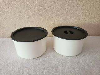 Tupperware Coffee House Set Black Seals White Canisters