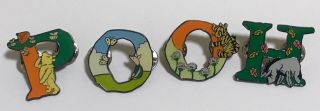Disney Japan Classic Pooh Letter Alphabet Pin Set Eeyore Tigger Piglet Benelic