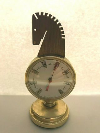 Vintage Thermometer For Desk Horse Knight Chess Brass Made In France Vintage