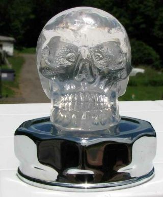 Rare Nos Ford Model A Crystal Skull Radiator Cap Hood Ornament Mascot F264