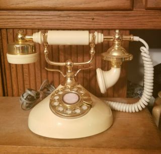 Vintage French Style Rotary Telephone Cream Color