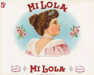 Mi Lola Vintage Inner Cigar Box Label = Embossed Beauty Nos