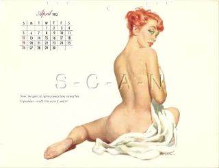 Vintage Risque Pinup Calendar - Butt - Ernest Chiriaka - Esquire - Apr 1953
