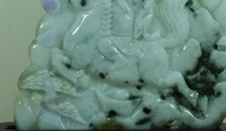 Cert ' d Untreated 3 Color Nature jadeite Jade Sculpture wealth God Horse q75307H 3