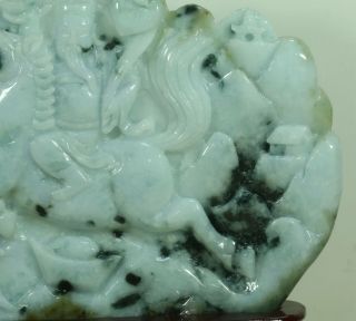 Cert ' d Untreated 3 Color Nature jadeite Jade Sculpture wealth God Horse q75307H 4