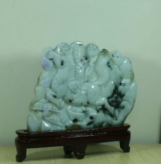 Cert ' d Untreated 3 Color Nature jadeite Jade Sculpture wealth God Horse q75307H 5