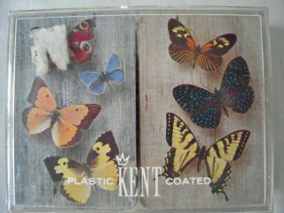 Vintage Kent Butterfly Playing Cards 2 Decks In Case - Complete -