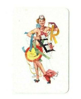 1 Playing Swap Card Pin Up Lady Party Girl - Joker