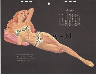 Vintage Risque Pinup Calendar - Ernest Chiriaka - Esquire - Apr 1954