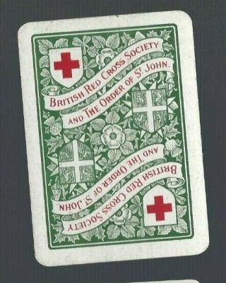 Playing Swap Cards 1 X U.  K Vint " British Red Cross Society & Order Of St John "