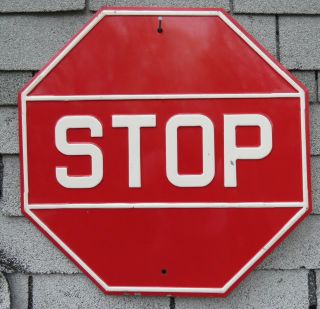 Stop Sign 24”x24” Vintage Enamel Embossed Heavy