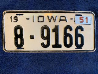 1950 Boone County Iowa Automobile License Plate With 1951 Tab