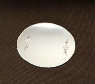 Oval Etched Mirrored Vanity Tray Vtg 10”l X 7.  5” W