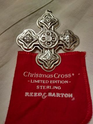 1971 Reed And Barton Christmas Cross Ornament,  Sterling Silver 3.  25 "