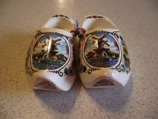 Souvenir Wooden Shoes Clogs White/colorful Windmills Hand Painted Clogs Holland