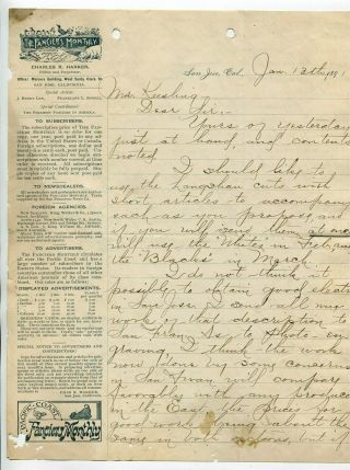 1891 Letter On Letterhead The Fancier 