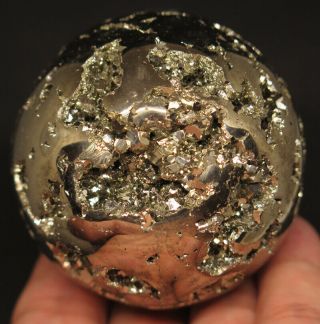 58mm 14oz Natural Pyrite Geode Crystal Sphere Ball
