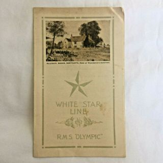Rare 1923 White Star Line | Rms Olympic | Menu Apple Week