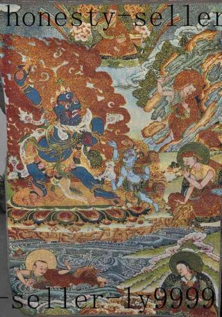 36 " Tibet Silk Embroidery Art Tangka Mahakala God Buddha Thangka