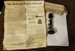 Vintage Antique Tube Radio Part Bretwood Variable Grid Leak & Condenser England