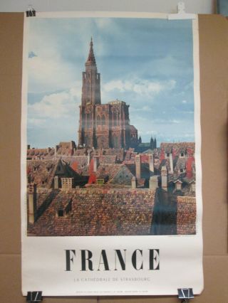 Vintage France Tourism Travel Poster La Cathedrale De Strasbourg