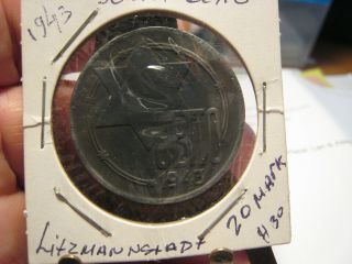 1943 Jewish Ghetto Litzmannstadt 20 Mark Alluminum Alloy - Coin,  Corrosion
