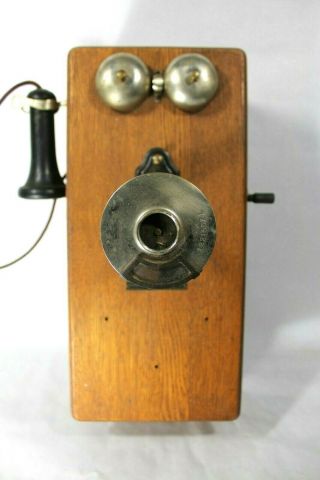Antique Stromberg Carlson Telephone Oak Wood Hand Crank Wall Phone 5 Bar As - Is