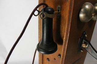 Antique Stromberg Carlson Telephone Oak Wood Hand Crank Wall Phone 5 Bar As - Is 7