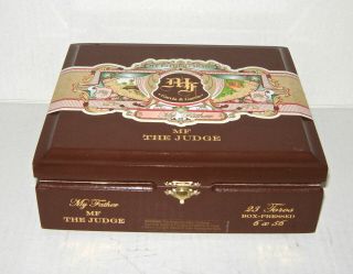 My Father The Judge Garcia Empty Wood Hinged Cigar Tobacco Box Hand Made