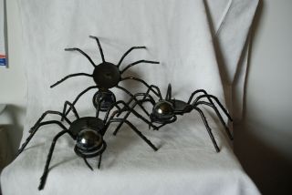 3 Halloween Metal Black Spider Candle Holder Body
