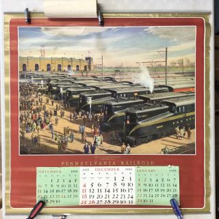 Pennsylvania Railroad 1955 Calendar Gg2 Army Navy Game Grif Teller Mass Transpor