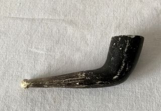 Antique Black Painted Complete Stubby Clay Pipe Marked Glasgow