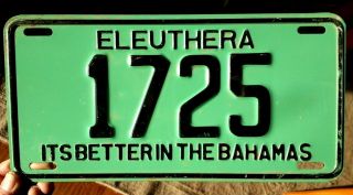 Eleuthera Bahamas License Plate Tag 1977 :the Only Year With Slogan
