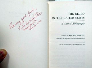 1970 Dorothy B.  Porter – Signed “the Negro In The United States” – Bibliography