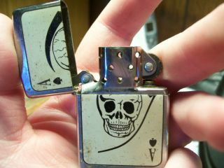 Vintage Zippo X Skull and Scythe Cigarette Lighter RARE 2