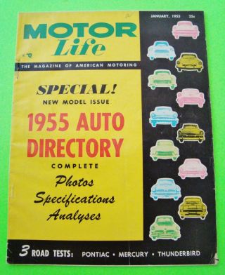 Jan 1955 Motor Life Special Issue 1955 Car Auto Directory Photos Specs Data