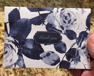 George Stanley Blue Floral Roses Rose Flowers 12 Thank You Cards With Envelopes